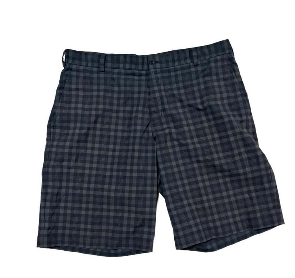 Nike Golf Dri-Fit Gray Black Plaid Performance Shorts Men's Size 38